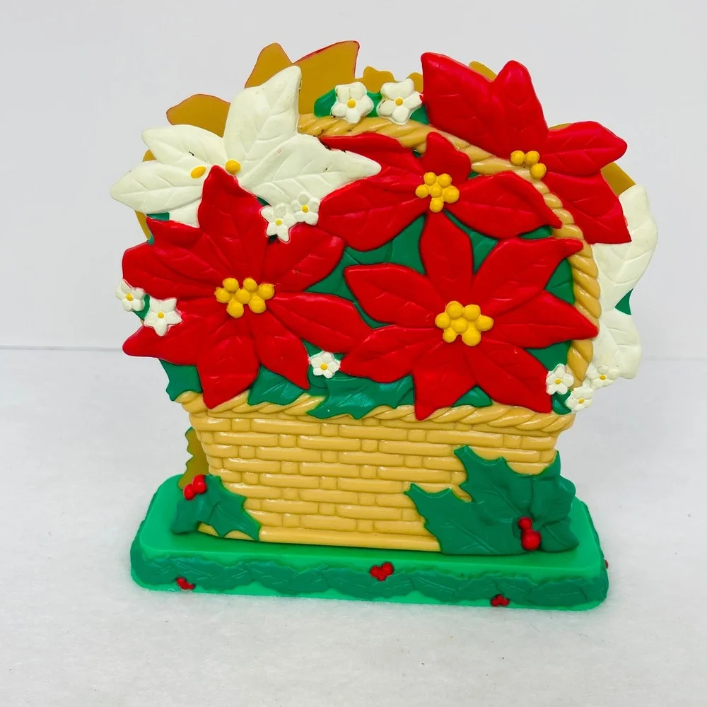Unbranded Napkin Holder Unisex OS Poinsettia Basket Red Green Christmas Good